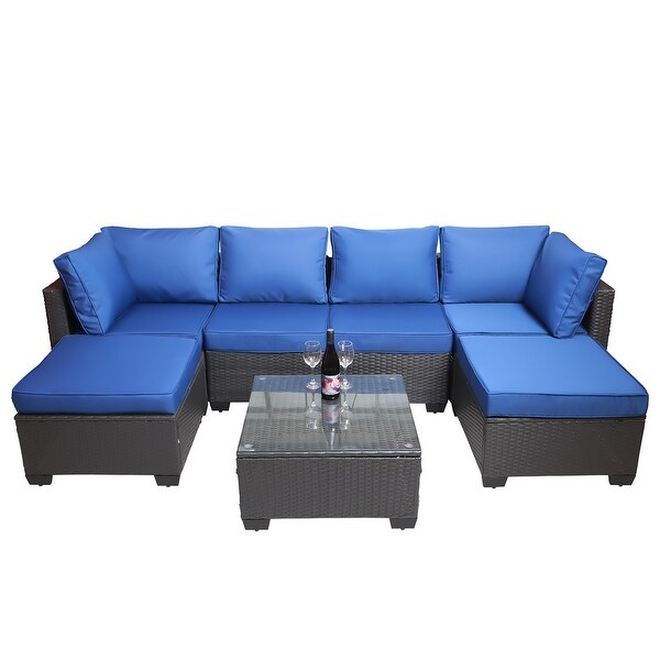 MM 7Piece PE Rattan Wicker Cushioned Sofa Sets