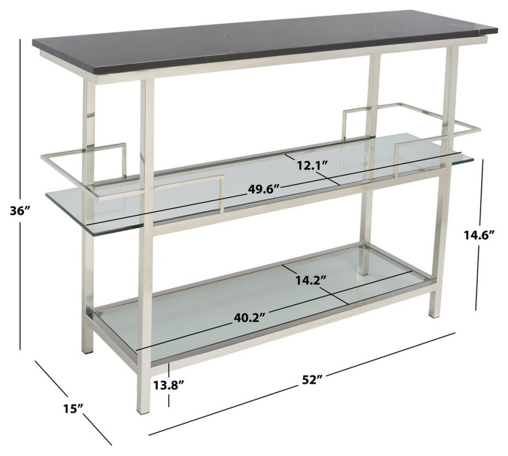 Safavieh Rosalina Marble Top Console Table Silver/Black   Contemporary   Console Tables   by Safavieh  Houzz