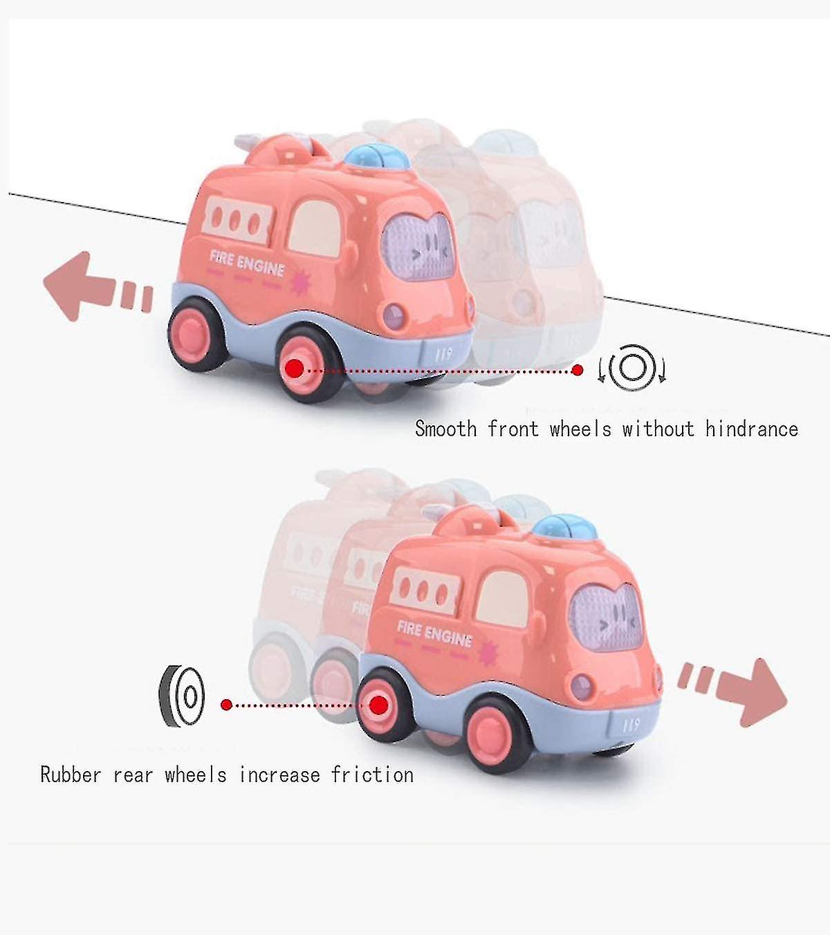 Set Of 4 Pack Kids Early Educational Vehicles (macaron Color)