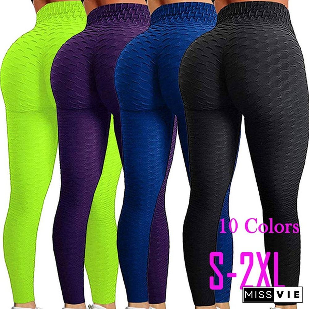 9 Colors Choose Sexy Hip Tight Yoga Pants Fitness Sports Leggings Bubble Sports Leggings Female Running Trousers High Waist Yoga Tight Sports Pants (S-2XL)