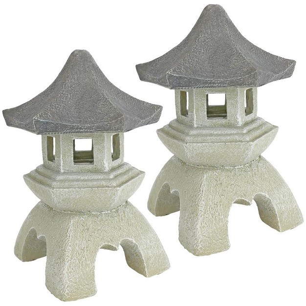 Design Toscano Pagoda Lantern Sculpture Set Of Two Medium