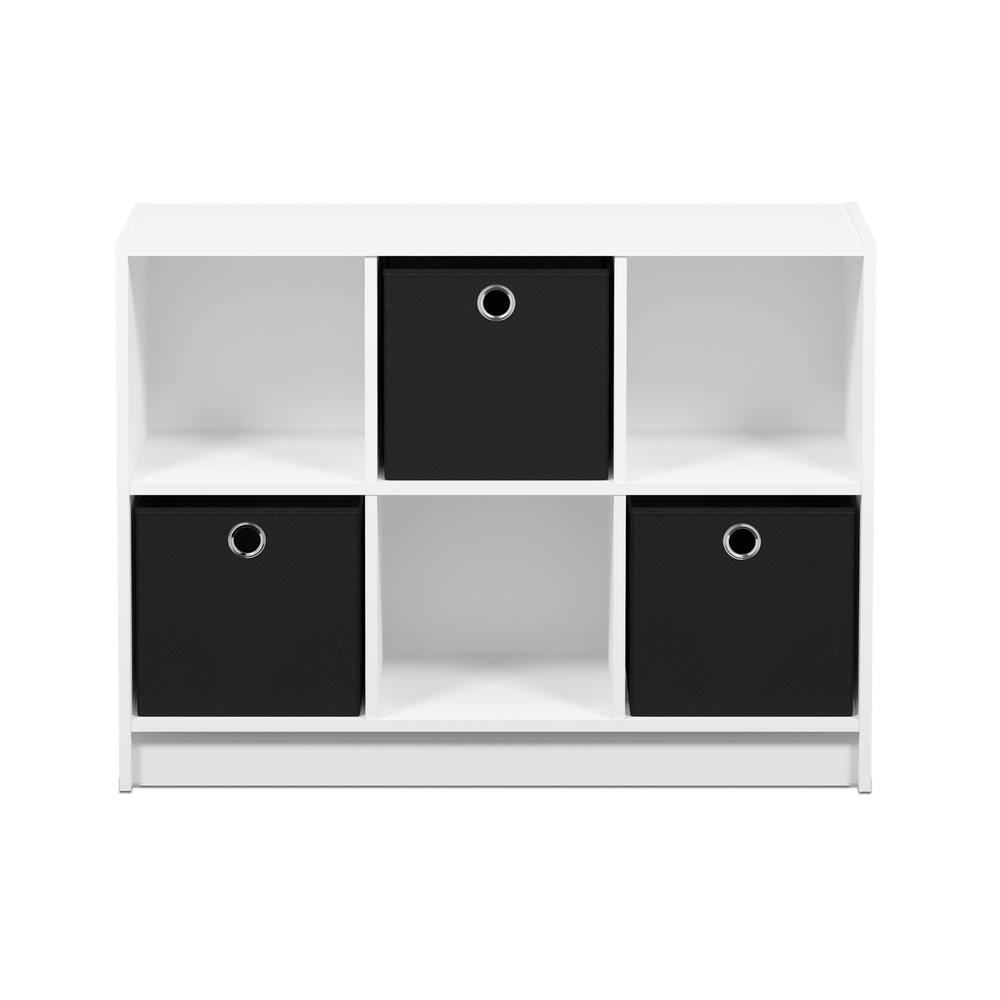 Furinno 23.6 in. WhiteBlack Wood 3-shelf Cube Bookcase with Closed Storage 99940WHBK