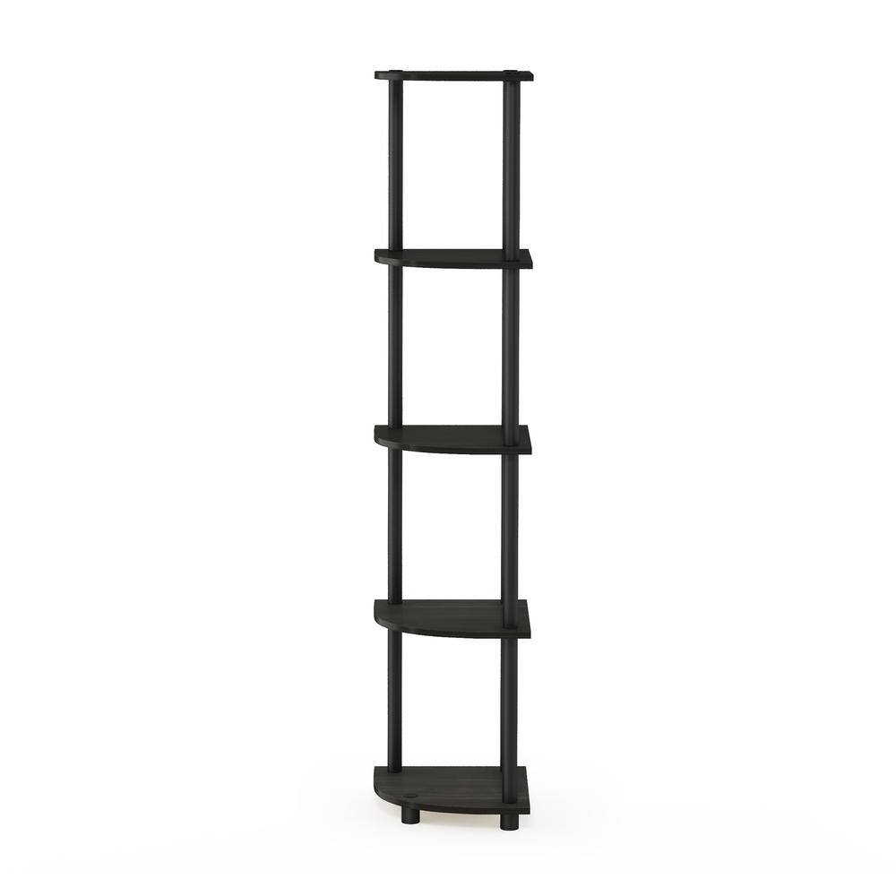 Furinno 57.7 in. BlackEspresso Plastic 5-shelf Corner Bookcase with Open Storage 99811EXBK