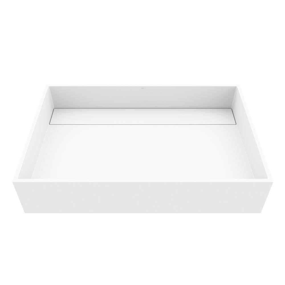 VIGO Montauk Modern White Matte Stone 23 in. L x 15 in. W x 5 in. H Rectangular Vessel Bathroom Sink VG04026