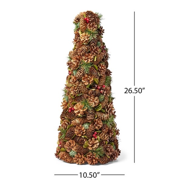 Christopher Knight Home Baja PreDecorated Pine Cone and Glitter Artificial Tabletop Christmas Tree