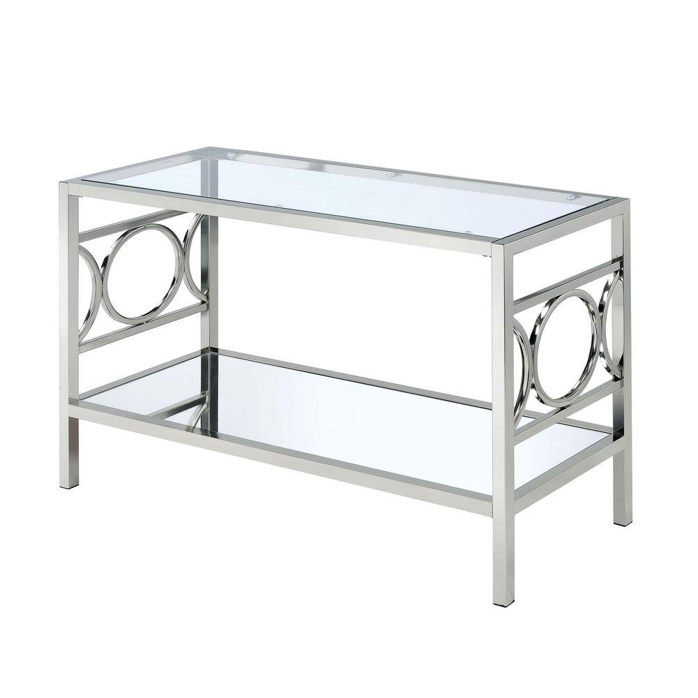 Furniture of America Innedia 47.25 in. Chrome Rectangle Glass Console Table IDF-4166CRM-S