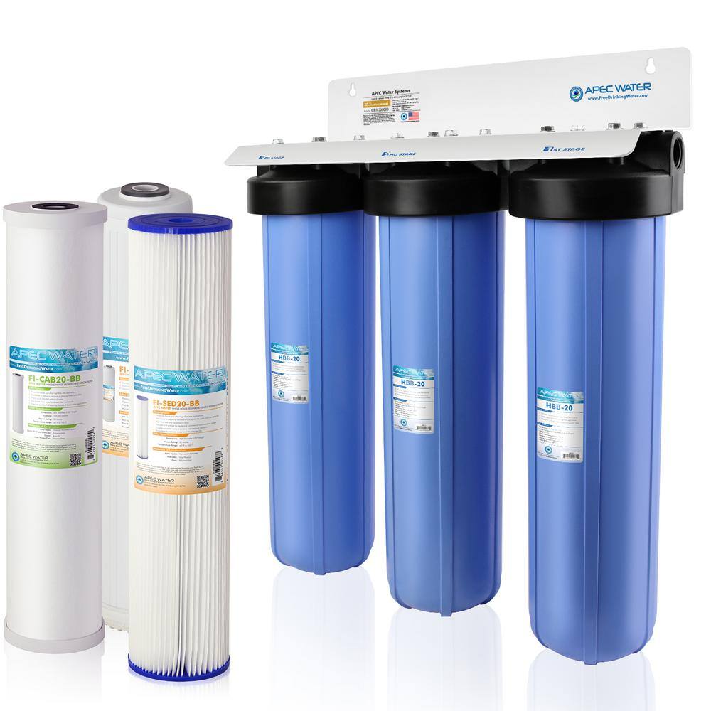 APEC Water Systems 3-Stage Whole House Water Filtration System Sediment KDF and Carbon for Multi-Purpose CB3-SED-KDF-CAB20-BB