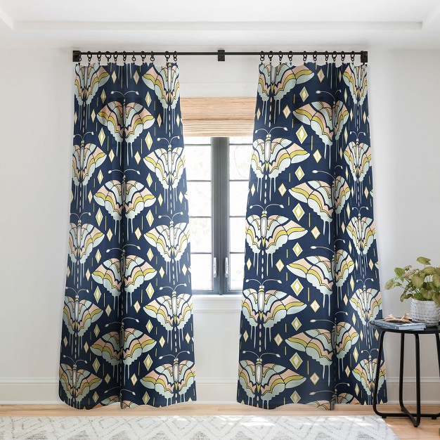 Heater Dutton La Maison Des Papillons Midnight Single Panel Sheer Window Curtain Deny Designs