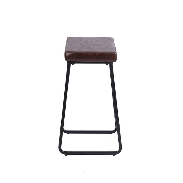 Porthos Home Senga Bar Stools Set of 2， PU Leather， Iron Legs