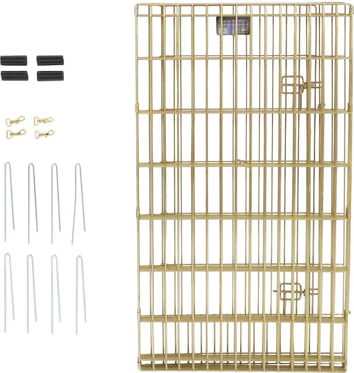 MidWest Wire Dog Exercise Pen with Step-Thru Door， Gold Zinc