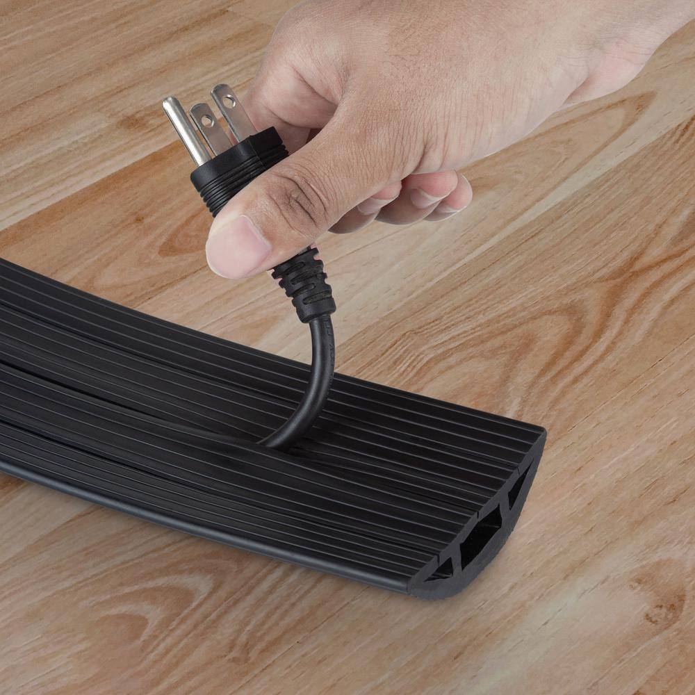 Stalwart 10 ft. 3-Channel Floor Cord Protector in Black NNGSR85