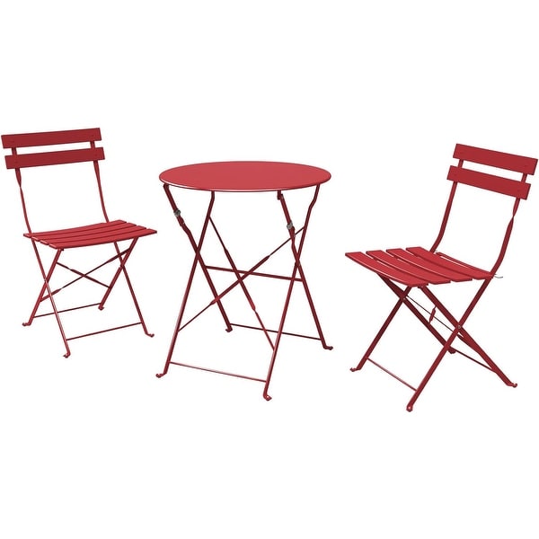 3Piece Bistro Set Folding Outdoor Furniture Sets with Premium Steel Frame Portable Design for Bistro and Balcony