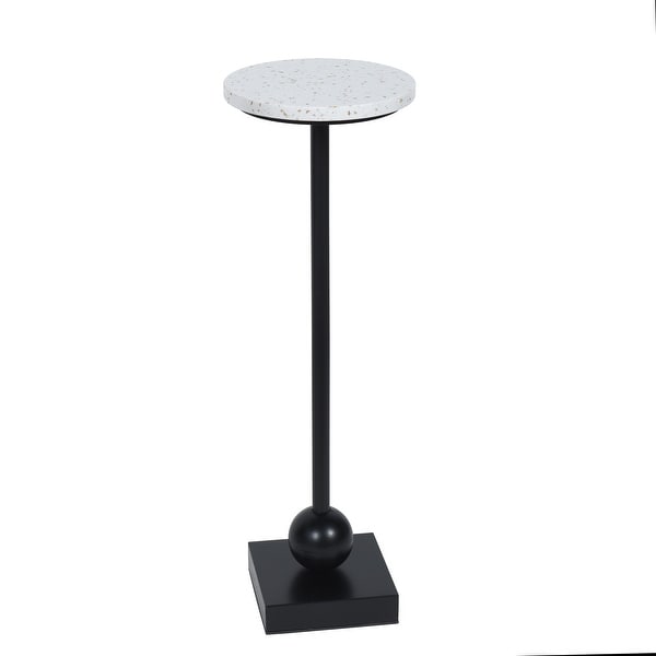 Ebony Pedestal - Drinking Table With White and Gold Flaked Top and Square Base