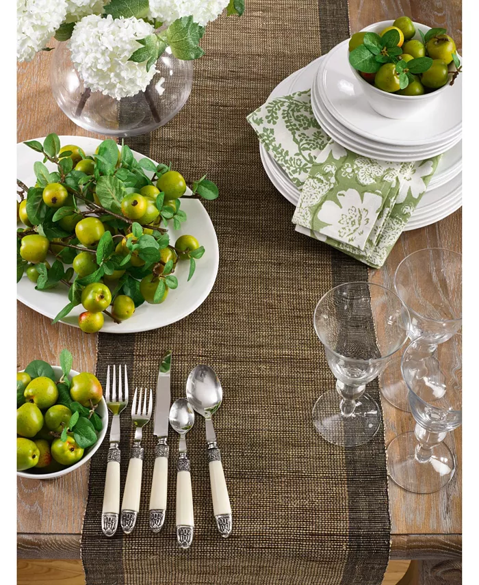 Saro Lifestyle Nubby Texture Border Design Woven Table Runner