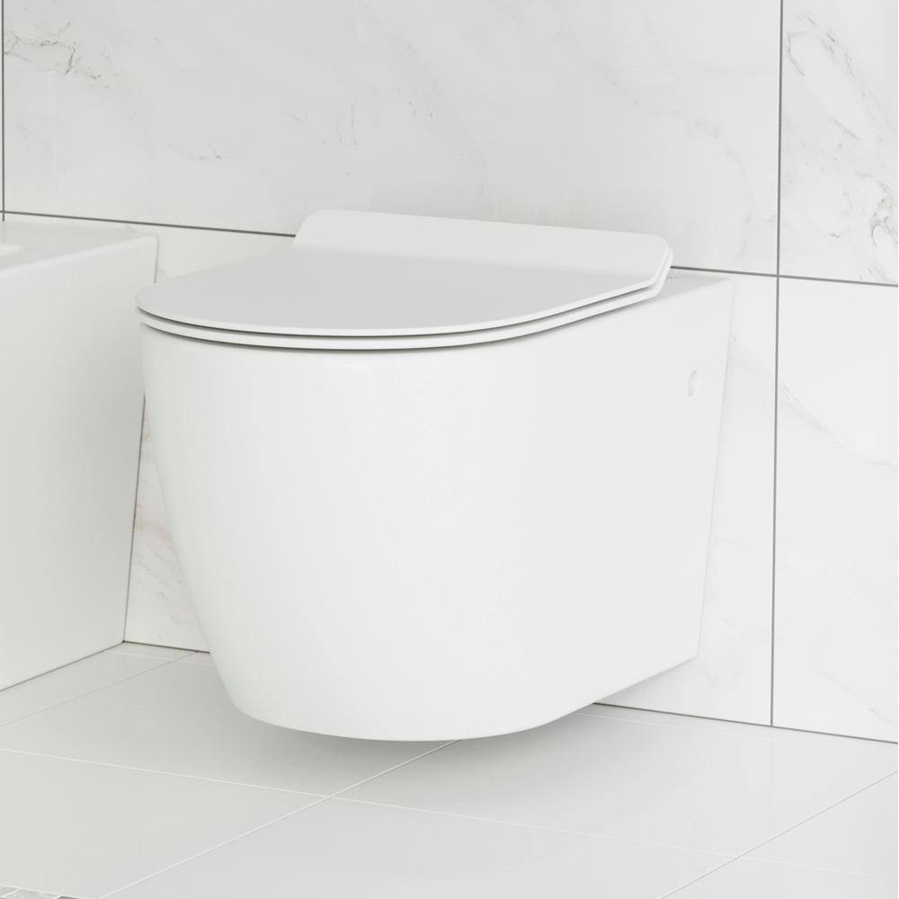 Swiss Madison St. Tropez Wall Hung Toilet Bowl 0.81.28 GPF Dual Flush Elongated in White SM-WT449