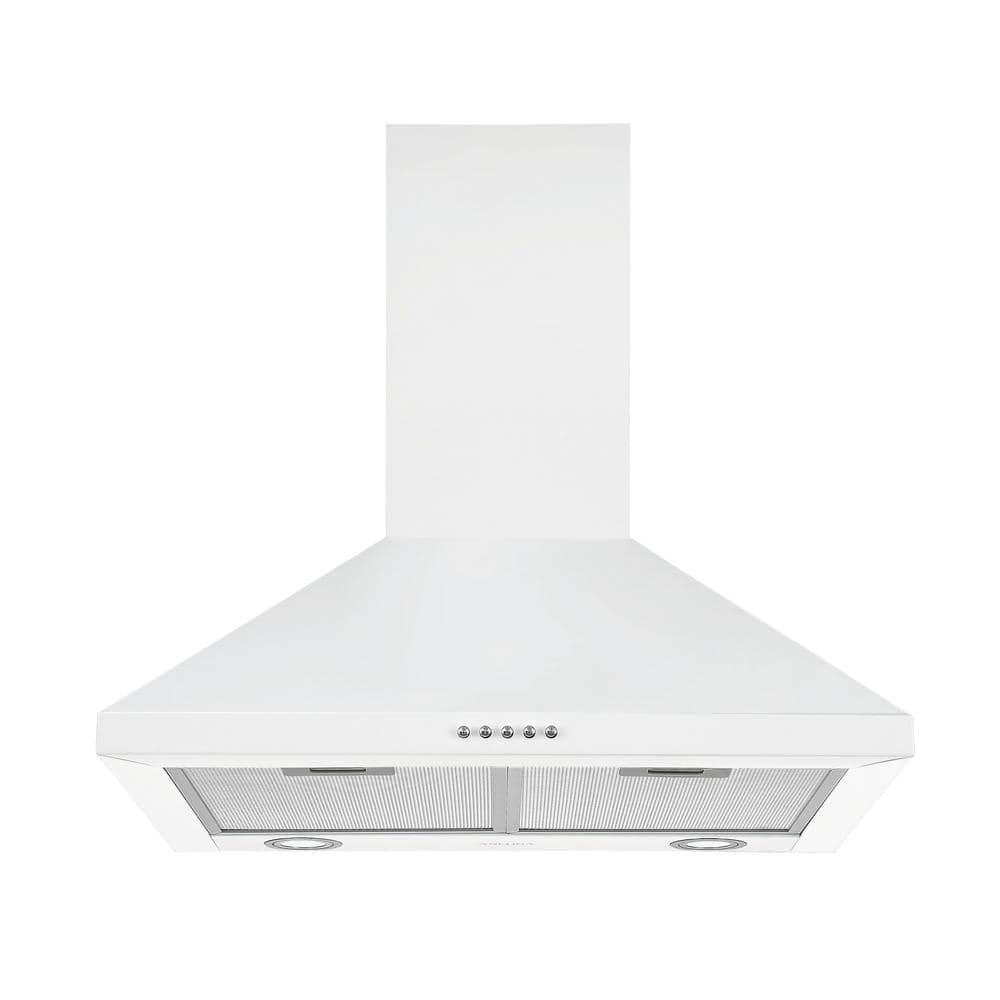 Ancona 24 in 440 CFM Convertible Wall Mount Pyramid Range Hood in White with LED Lights