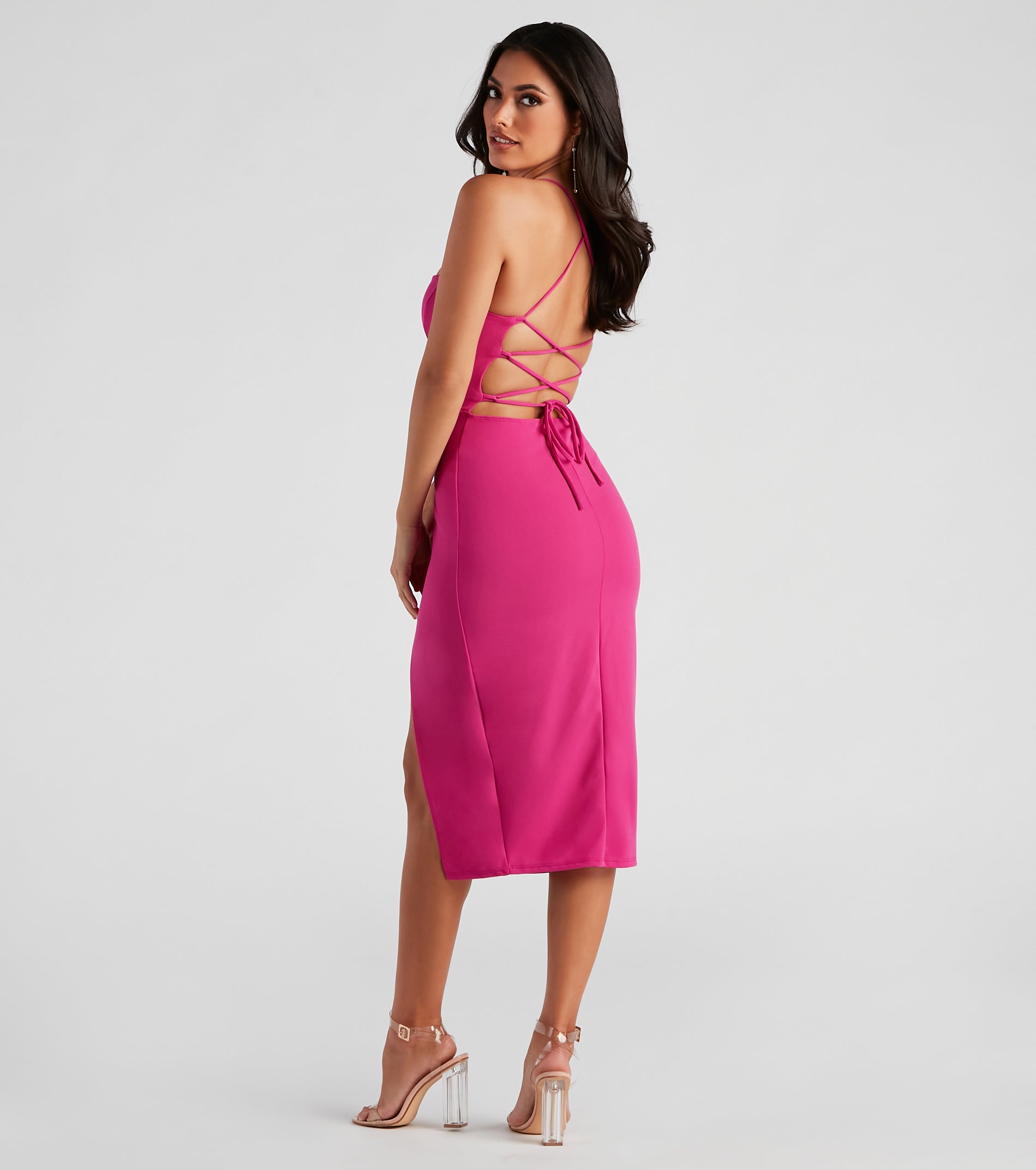 Henley Formal Lace-Up Midi Dress