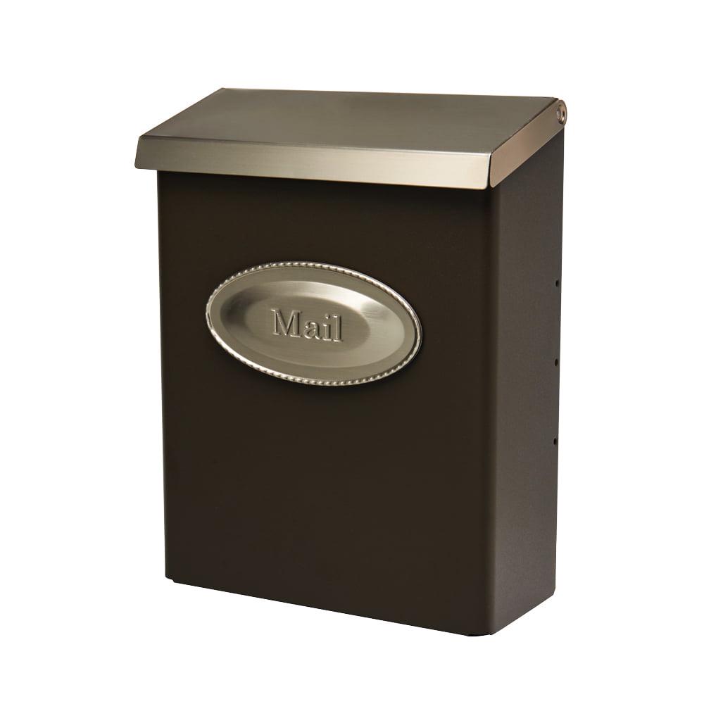 Gibraltar Mailboxes Designer Medium， Vertical， Wall Mount， Locking Mailbox， Venetian Bronze w/ Satin Nickel， DVKPBZ00