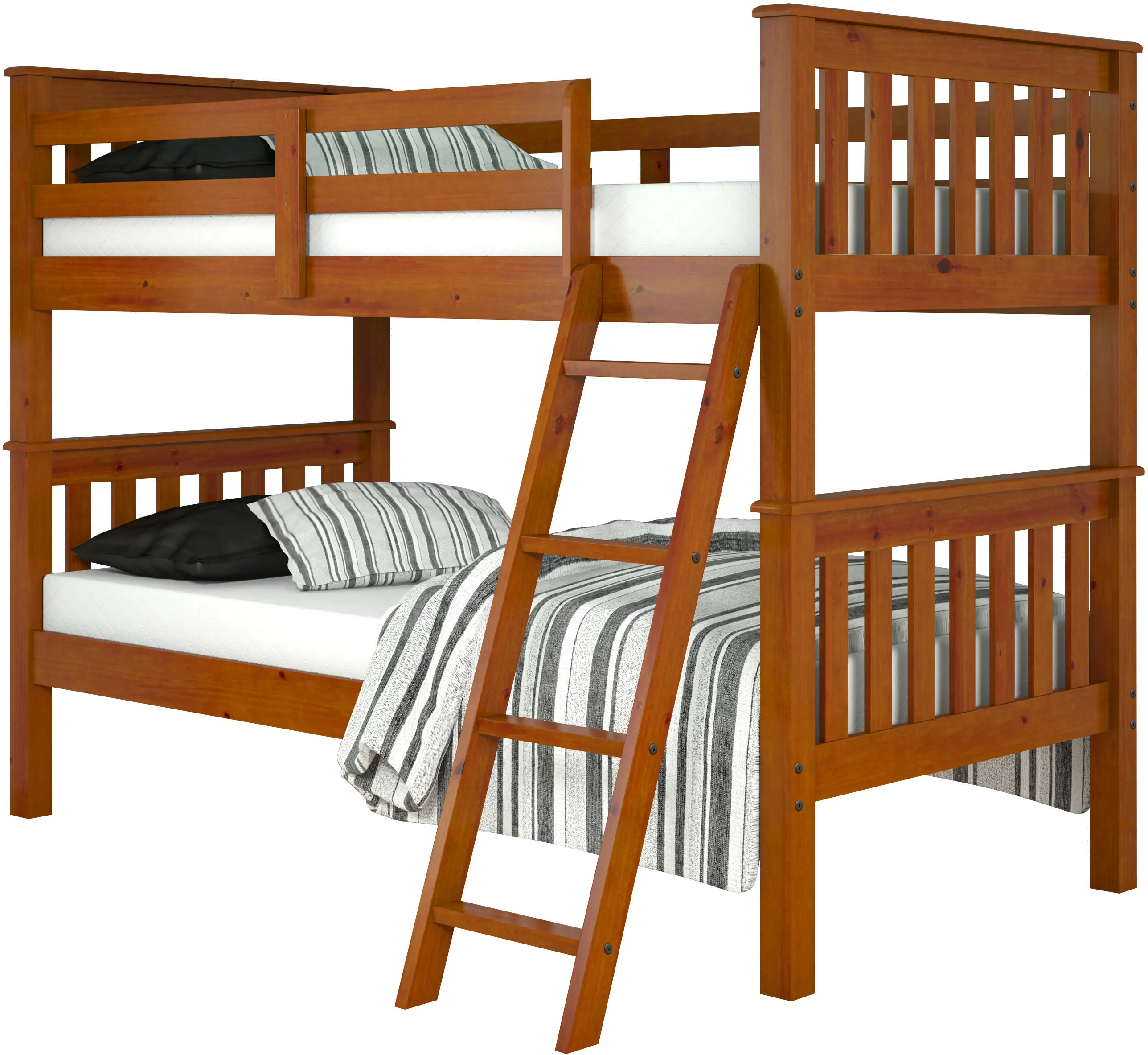 Mission Light Brown Twin-over-Twin Bunk Bed