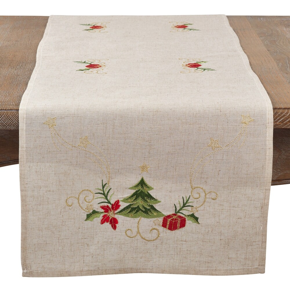 Embroidered Christmas Tree Table Runner