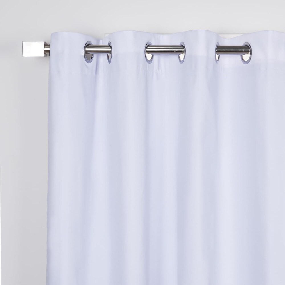 Color Blocked Cotton Blend Blackout Lined Grommet Curtains  Set of 2   84\