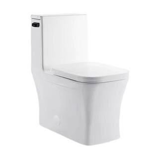 Swiss Madison Concorde One-Piece 1.28 GPF Single Flush Square Toilet in Glossy White with Black Hardware Seat Included SM-1T107HB