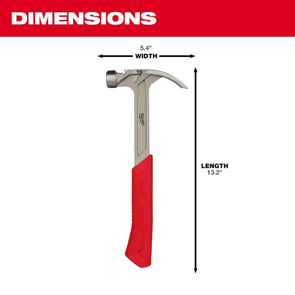 MW 16 oz. Smooth Face Finish Hammer with 15 in. Pry Bar 48-22-9018-48-22-9035