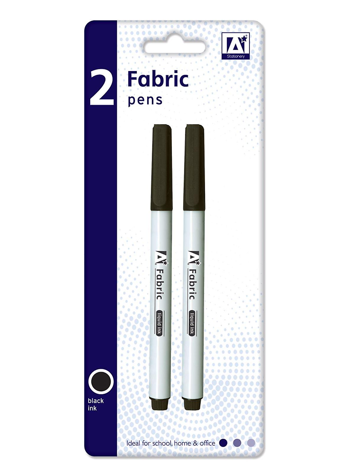 2 Black Liquid Ink Fabric Marker Pens School Labels Uniform Name Laundry