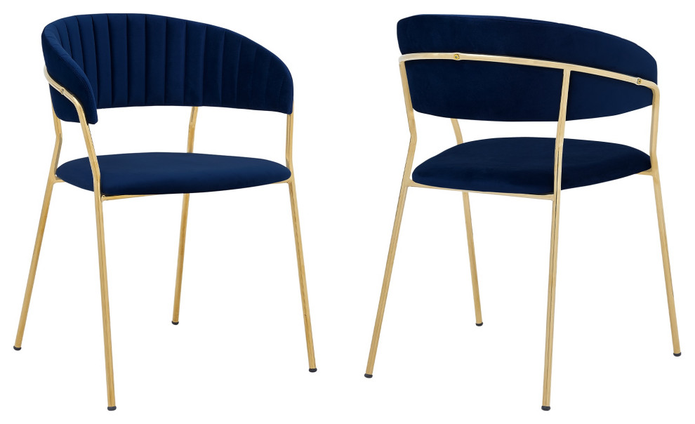 Nara Modern Velvet/Gold Metal Leg Dining Room Chairs  Set of 2   Midcentury   Dining Chairs   by HedgeApple  Houzz