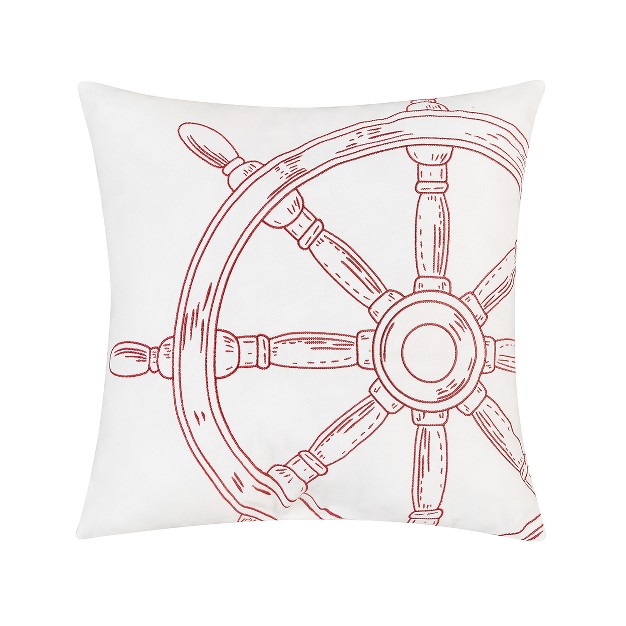 X 18 quot Ships Wheel Indoor Outdoor Embroidered Throw Pillow