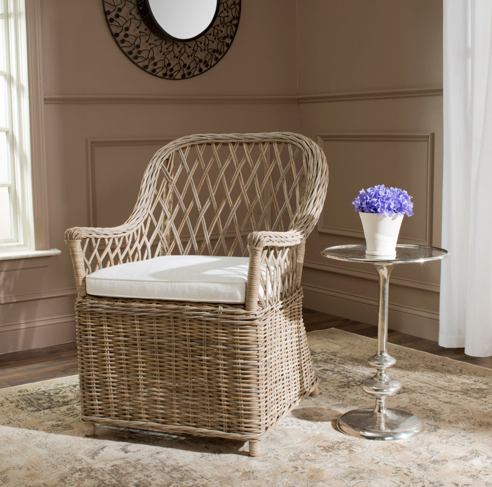 Lucus Rattan Arm Chair Natural   Tropical   Armchairs And Accent Chairs   by Peachtree Fine Furniture  Houzz