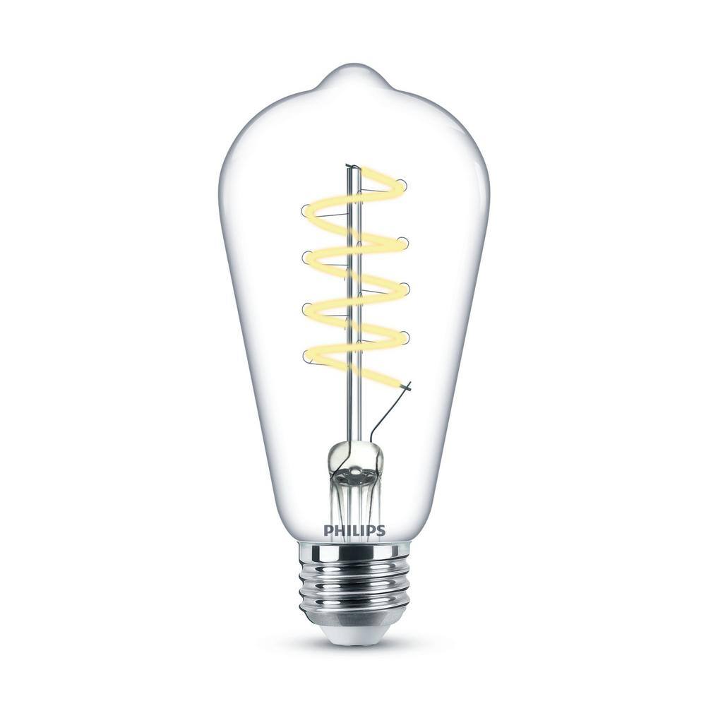 Philips 60-Watt Equivalent ST19 Spiral Filament E26 Base LED Vintage Edison LED Light Bulb 2700K Soft White (1-Pack) 565838