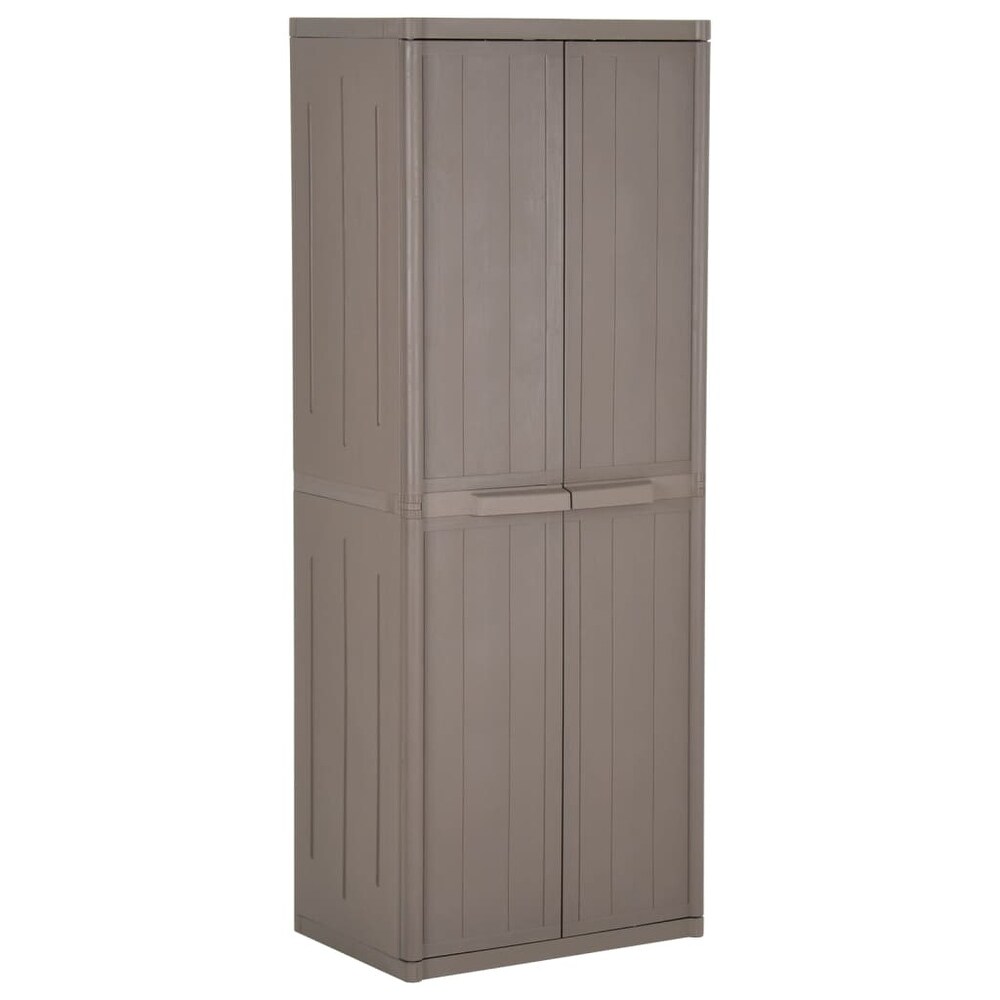 vidaXL Outdoor Cabinet Garden Storage Unit Shed with Shelves PP Wood Look