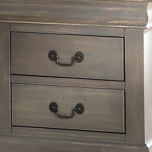 Wooden Two Drawer Nightstand In Antique Gray Finish - - 25688055