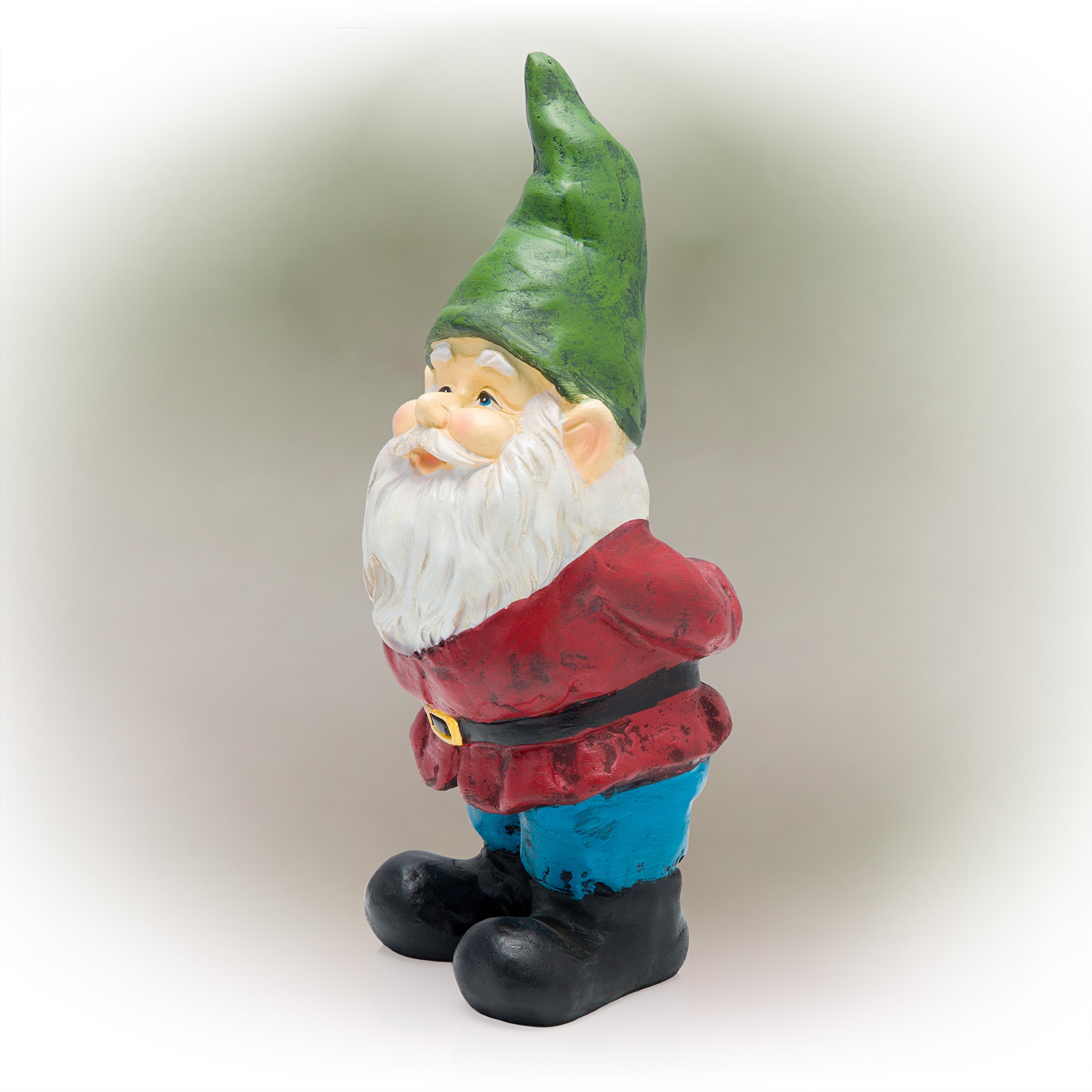 Alpine Corporation 12-Inch Bearded Garden Gnome Statue with Green Hat