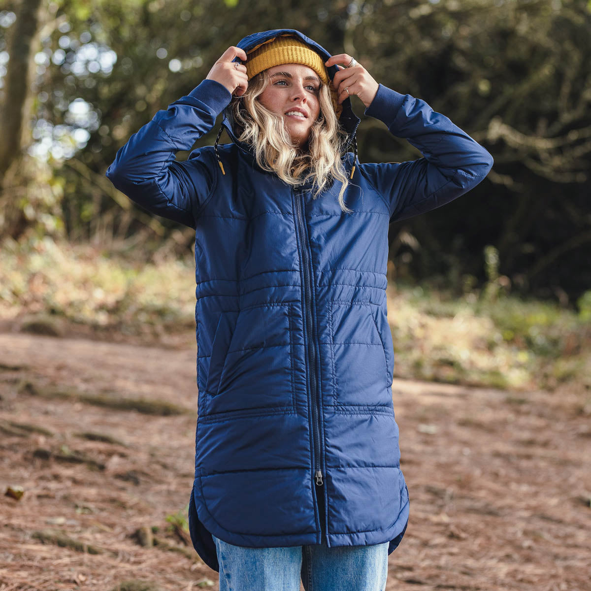 Flora Long Recycled Insulated Jacket - Rich Navy