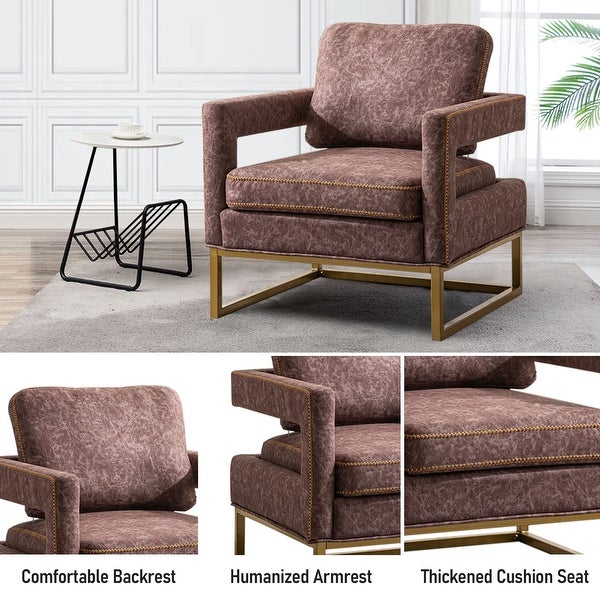 Modern Arm Accent Chair， Mid Century Living Room Chair Upholstered Lounge Chair