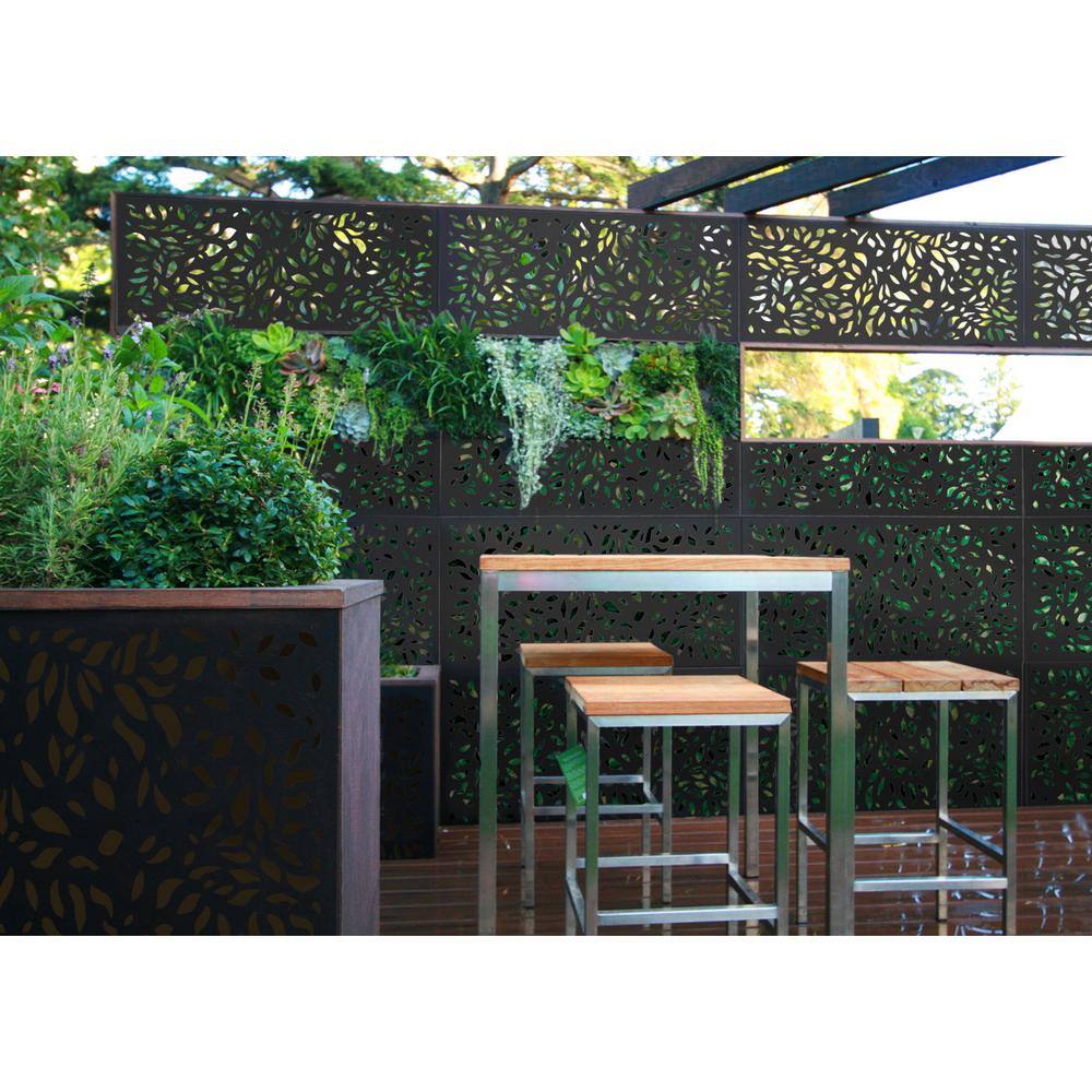 Modinex 6 ft. x 3 ft. Charcoal Gray Decorative Composite Fence Panel Featured in the Botanical Design USAMOD4C