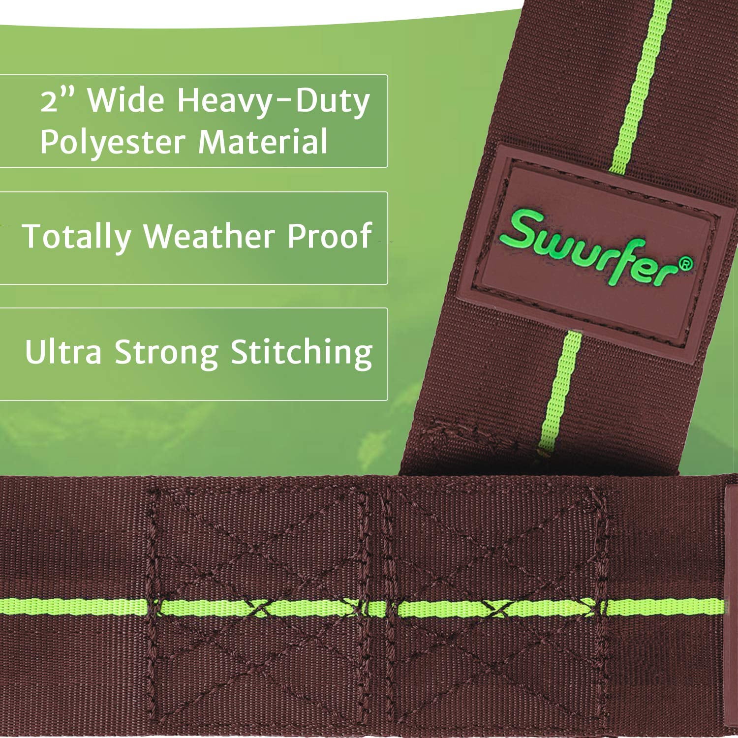 Swurfer Tree Swing Strap Hanging Kit， For Any Swing or Hammock， 60