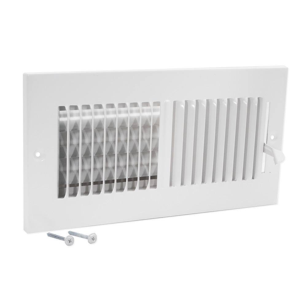 EZ-FLO 10 in. x 4 in. 2-Way Steel WallCeiling Register White 61609