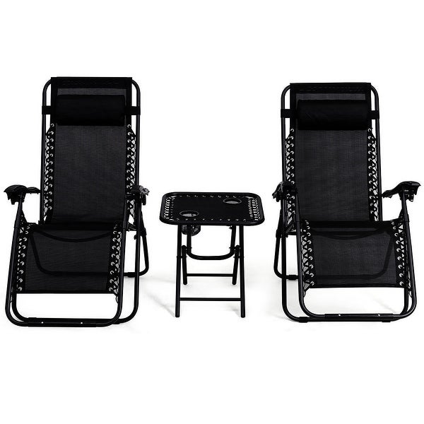 3 PCS Zero Gravity Chair Folding Lounge Table Chair Set - Overstock - 31836184