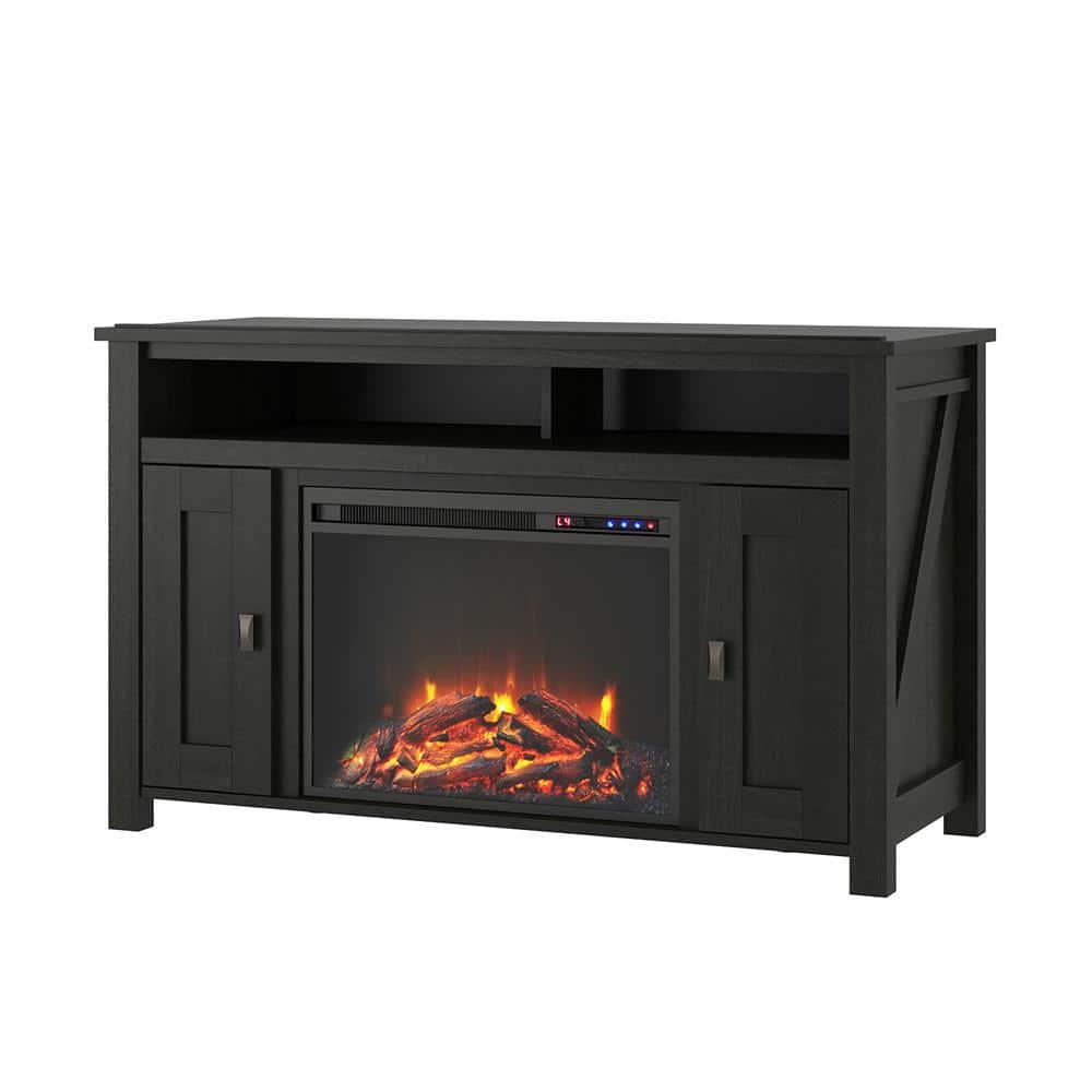 Ameriwood Home Brownwood 4769 In Electric Fireplace TV Stand in Black Oak