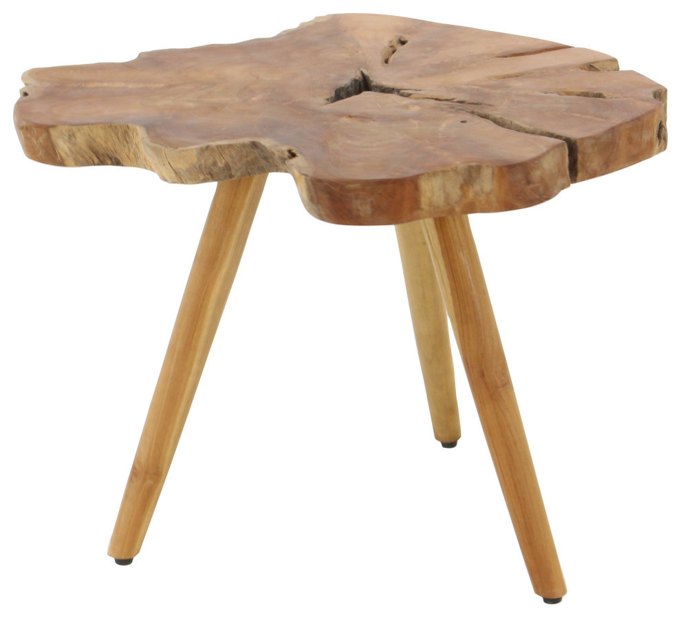 Rustic Brown Teak Wood Accent Table 38420   Rustic   Side Tables And End Tables   by Brimfield  ampMay  Houzz