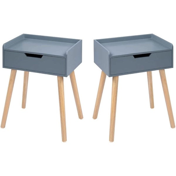 Floating Shelf Side Table， End Table with Storage Drawer， Set of 2