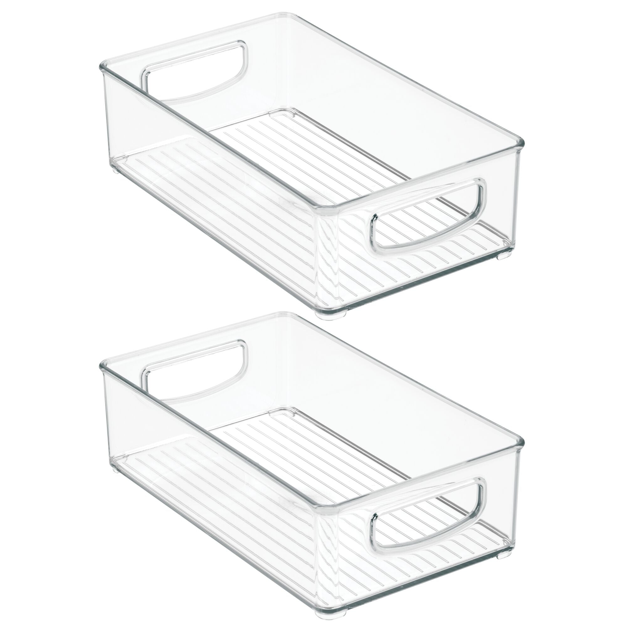 mDesign Small Plastic Bathroom Storage Container Bins with Handles for Organization in Closet, Cabinet, Vanity or Cupboard Shelf, Accessory Organizer for Hair Tools, Vitamins, or Lotion, 2 Pack, Clear