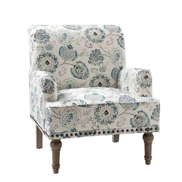 Geltrude Traditonal Floral Fabric Design Upholstered Accent Armchair with Turned Legs by HULALA HOME