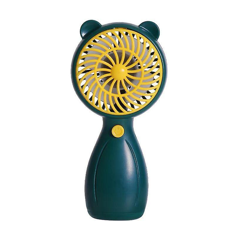 Handheld Portable Fan Cartoon Hand Fan Rechargeable USB Mini Fan Has Super Strong Wind Green