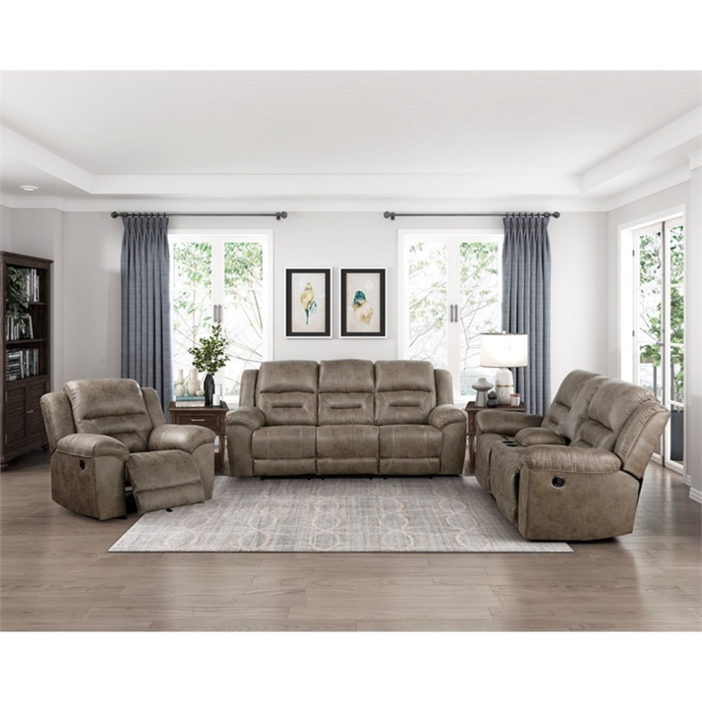 Lexicon Hazen Polished Microfiber Upholstered Rocker Reclining Chair in Brown   Transitional   Recliner Chairs   by Homesquare  Houzz