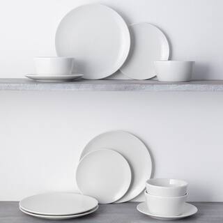 Noritake Colorscapes White-on-White Swirl Porcelain 12-Piece Coupe Dinnerware Set (Service for 4) 43813-12E