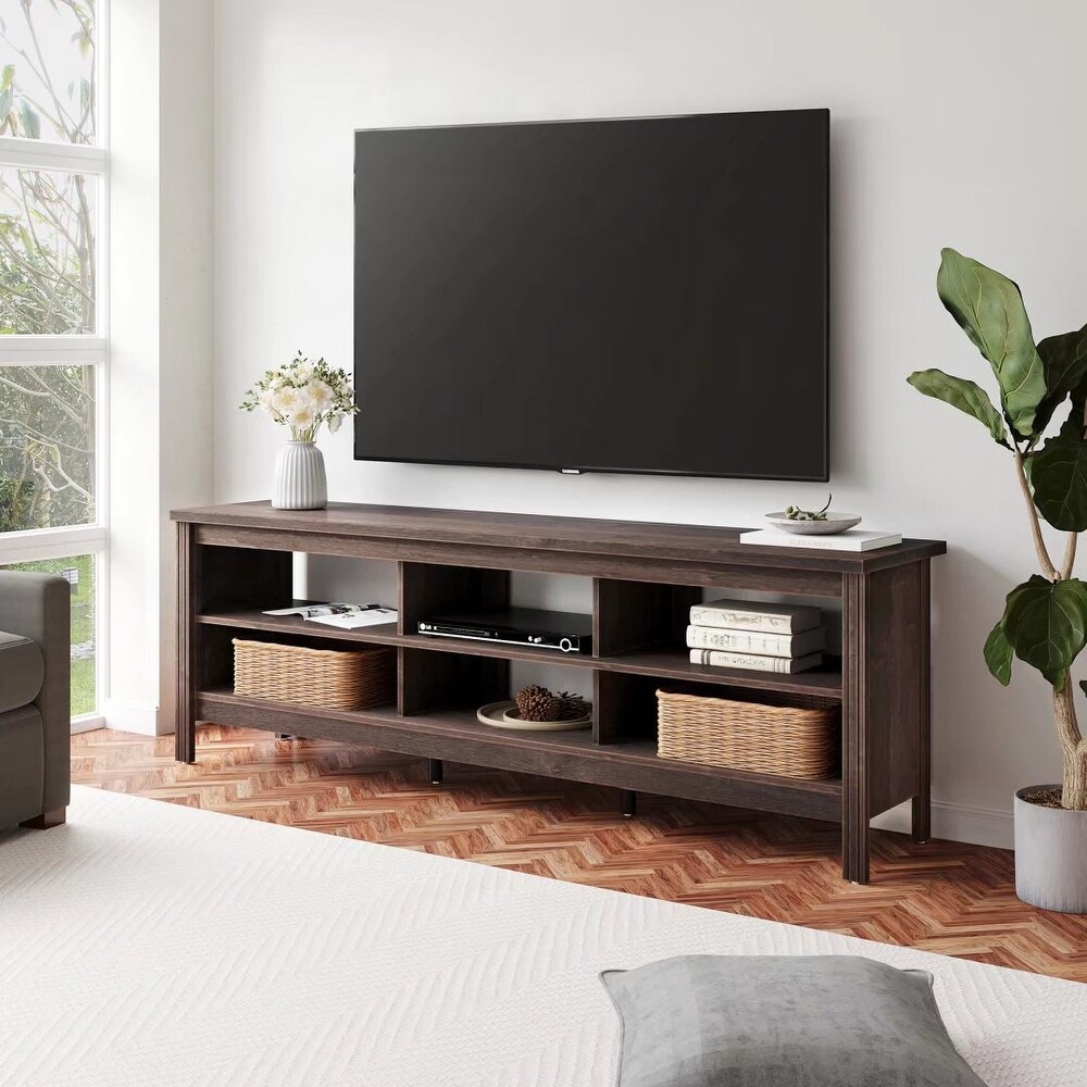 TV Stand for 75 Inch TV Console Table  Wood Entertainment Center